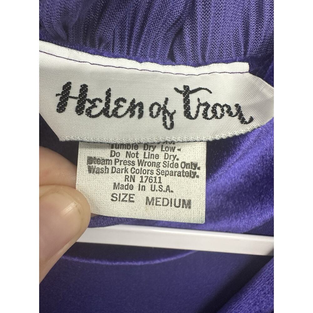 Vintage Robe Helen Of Troy Womens M Velvet Velour Royal Purple Belted Grannycore - Picture 2 of 10